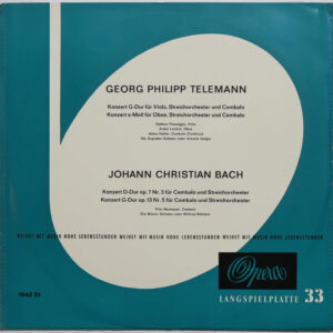 Telemann / J. Chr. Bach - Streichorchester & Cembalo Cembalo Opera LP