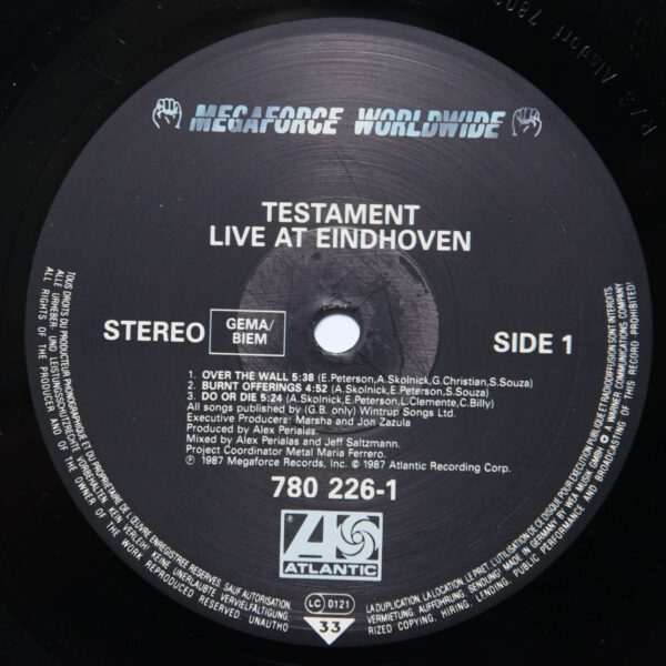 Testament ‎– Live At Eindhoven Megaforce Records Trash Metal